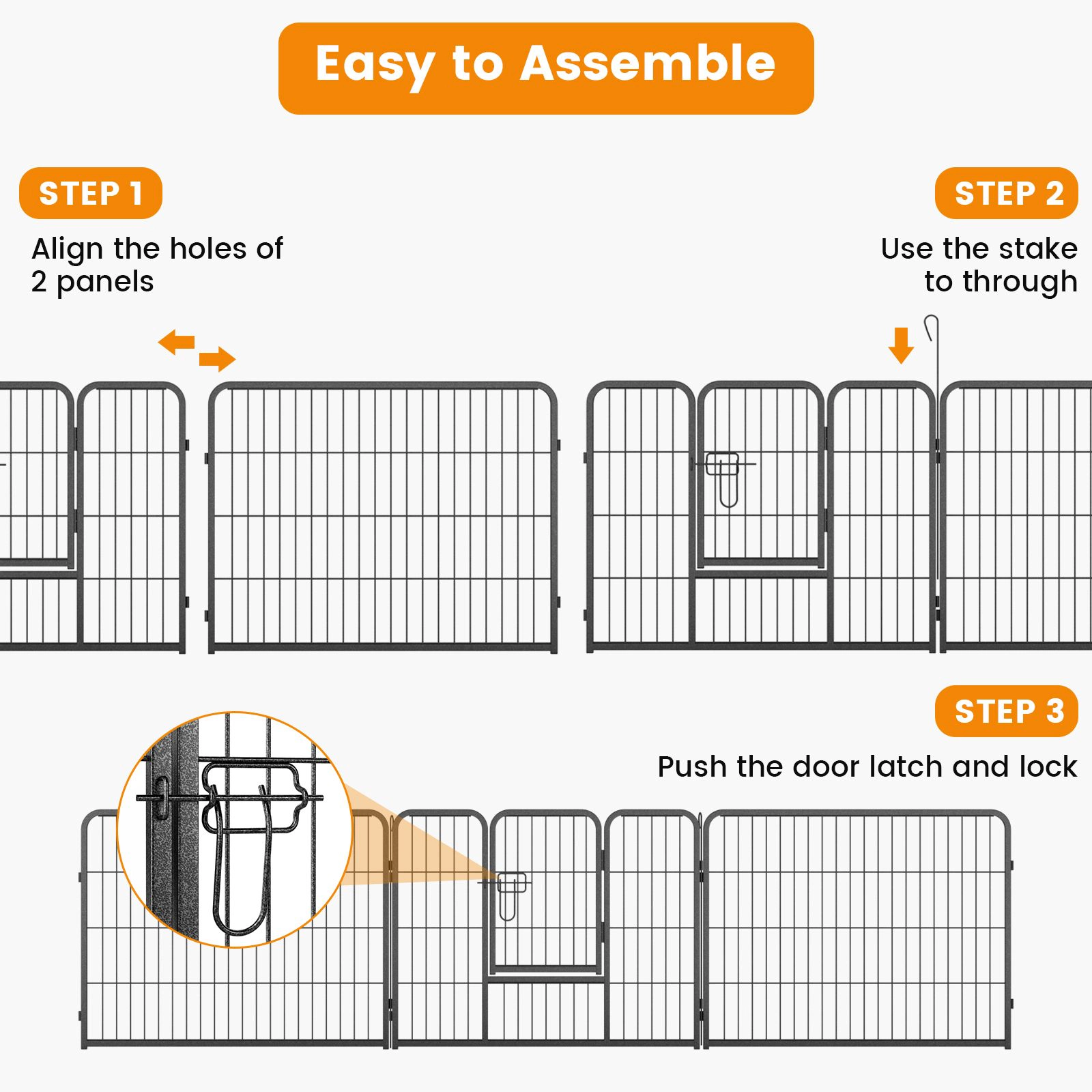 SlickBlue Metal Dog Playpen with 8 Panels and Adjustable Height Options