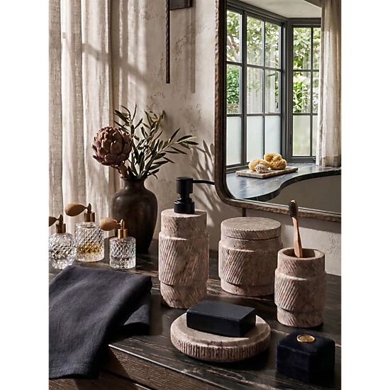 GAURI KOHLI Tallinn Gray Travertine Bath Accessories