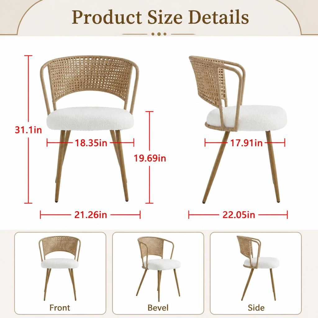 GOODSILO Sturdy Metal Frame Upholstered Woven Dining Seating Chair