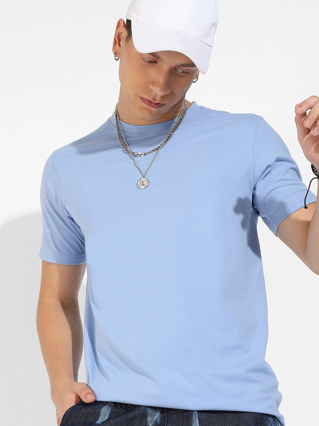 Pastel Blue Basic Regular Fit T-Shirt