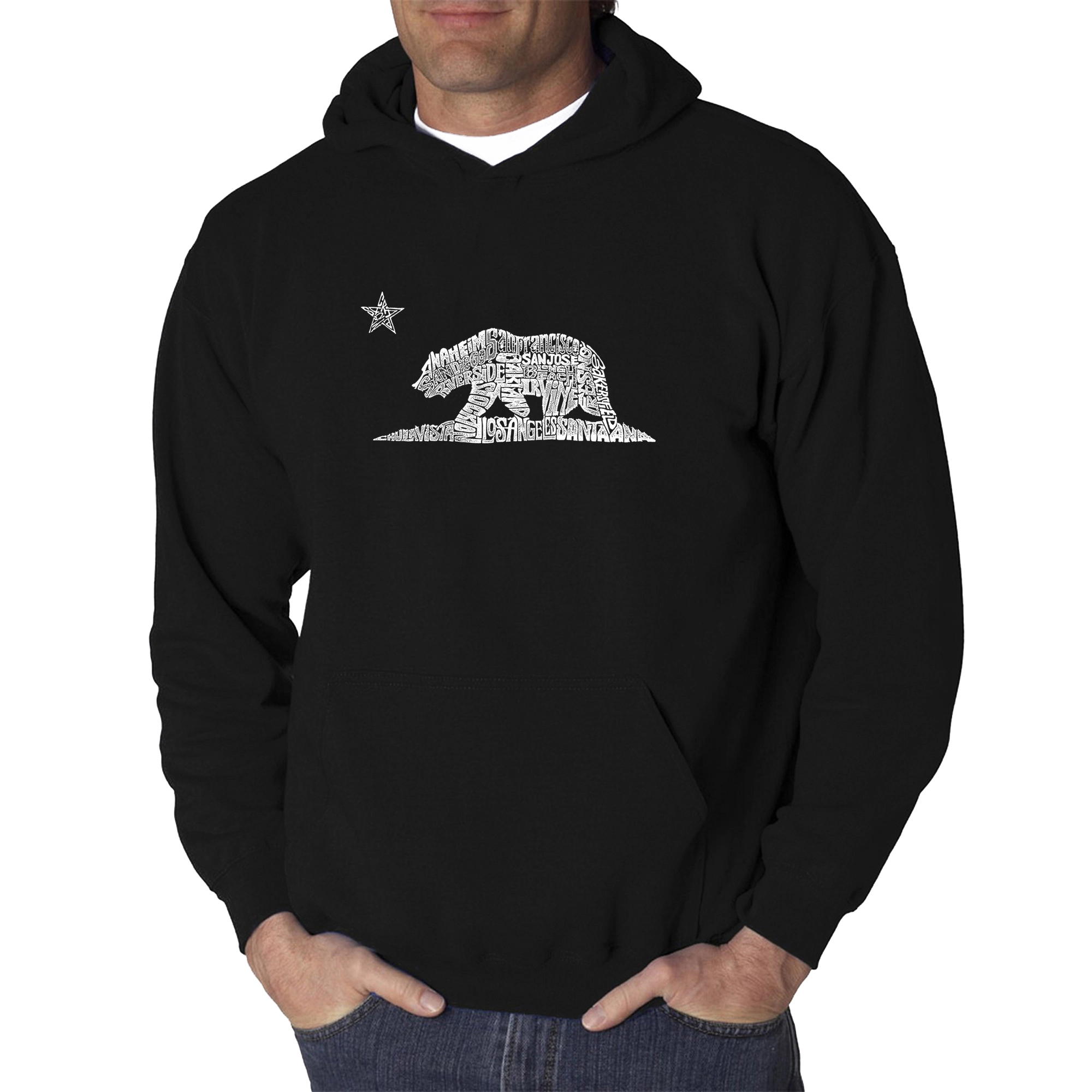 LA Pop Art California Bear - Men's Word Hooded Sweatshirt