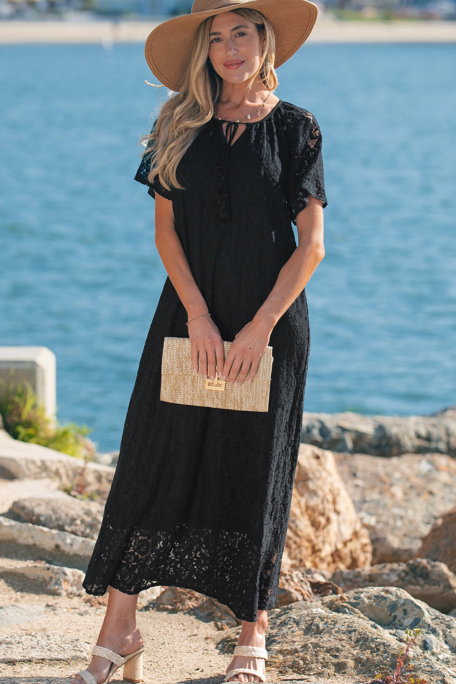 Threaded Pear Womens Keziah Vacation Loose Maxi Dress