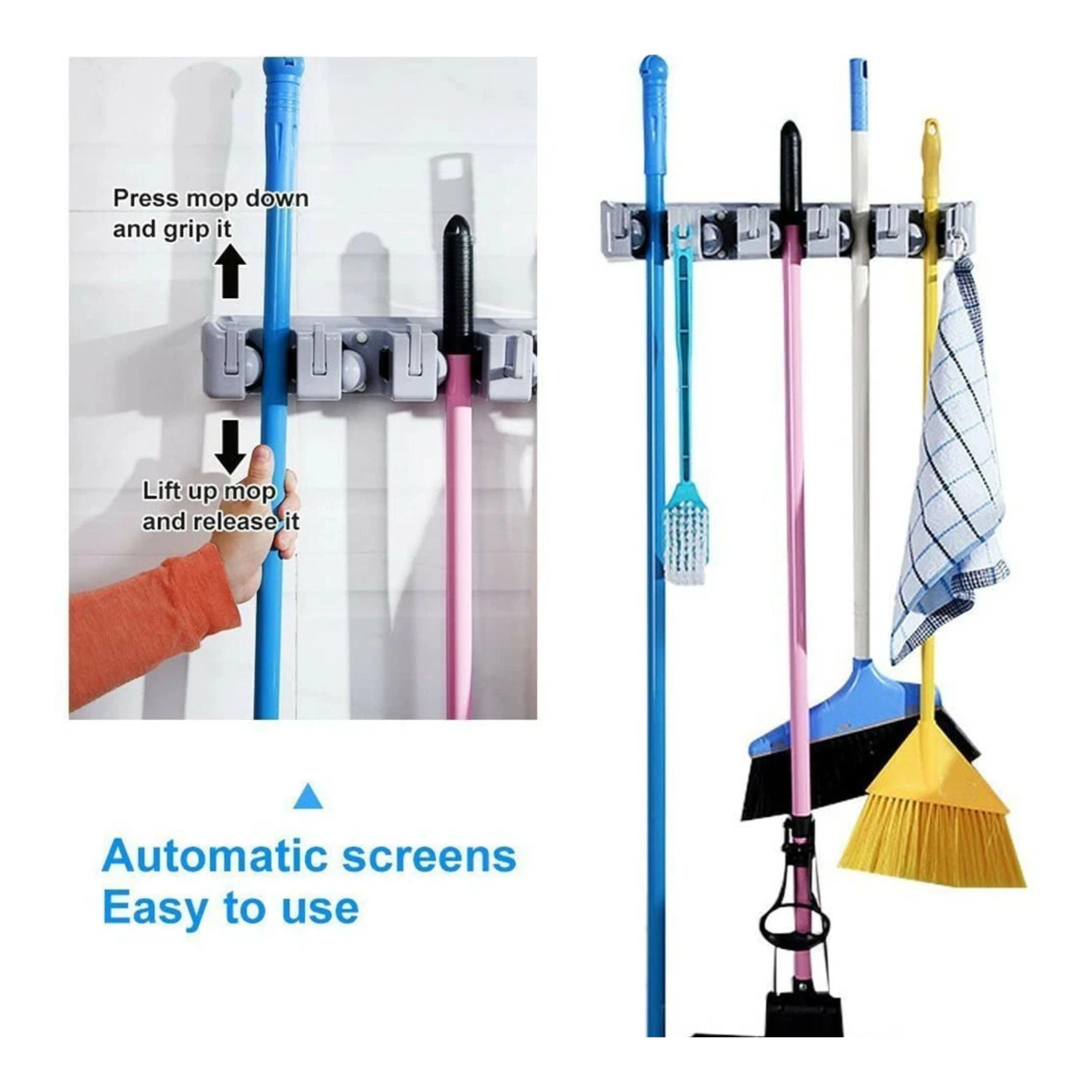 Home Collection Wall Mount Broom & Garden Tool Organizer