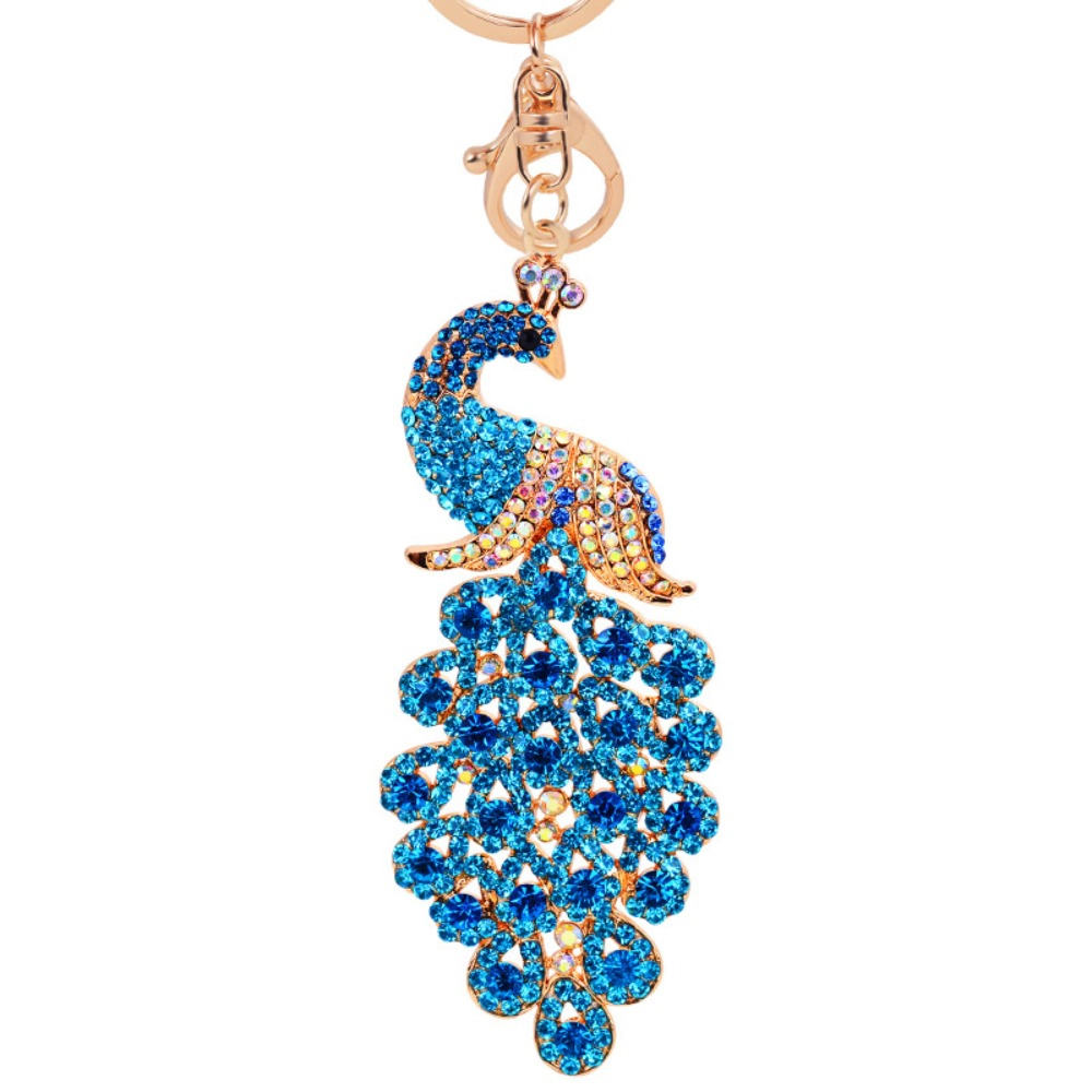 Wardrobe Whimsy Peacock Keychain with Rhinestone for Bags or Purse