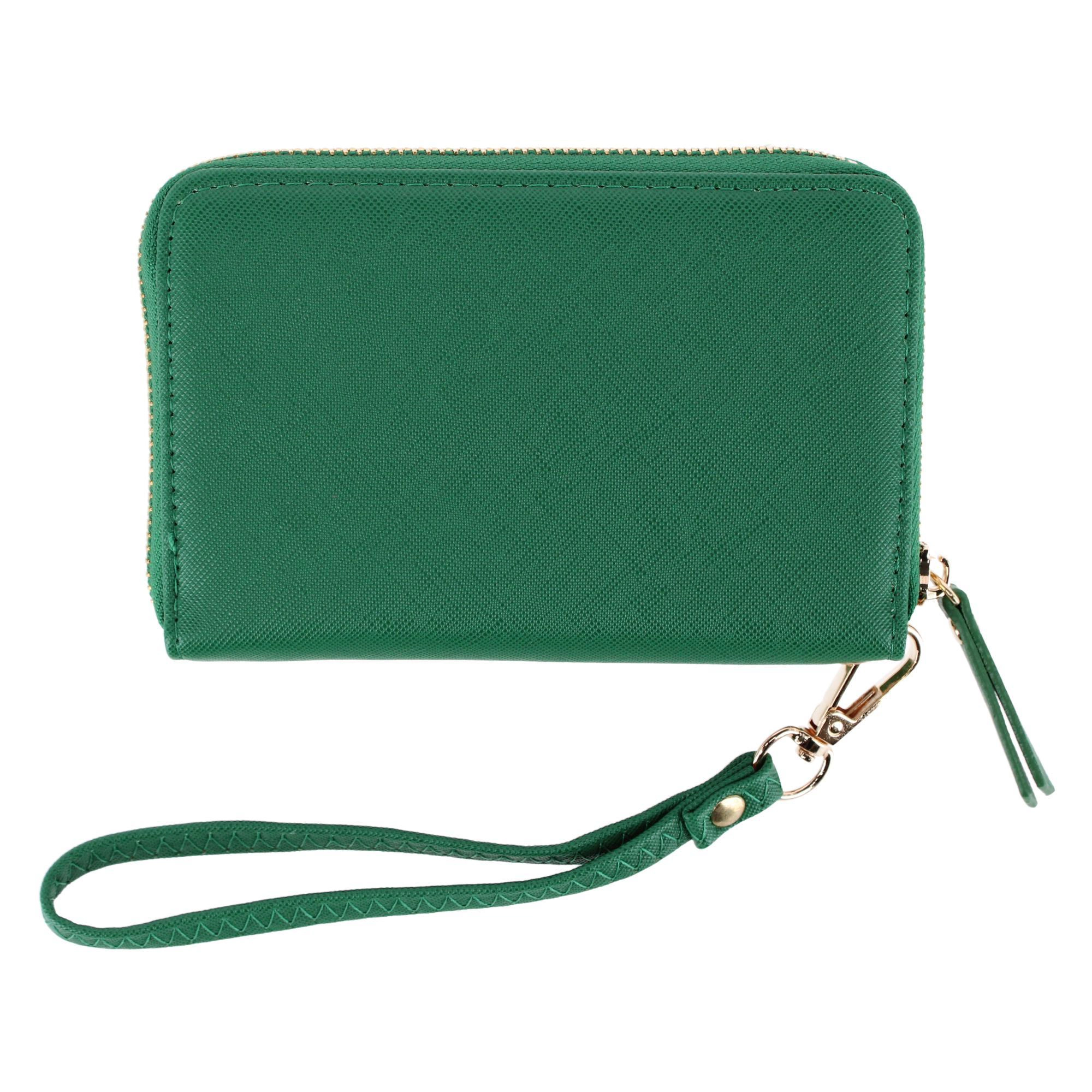 CTM Women's Premium Faux Leather Zip Around Wristlet Wallet