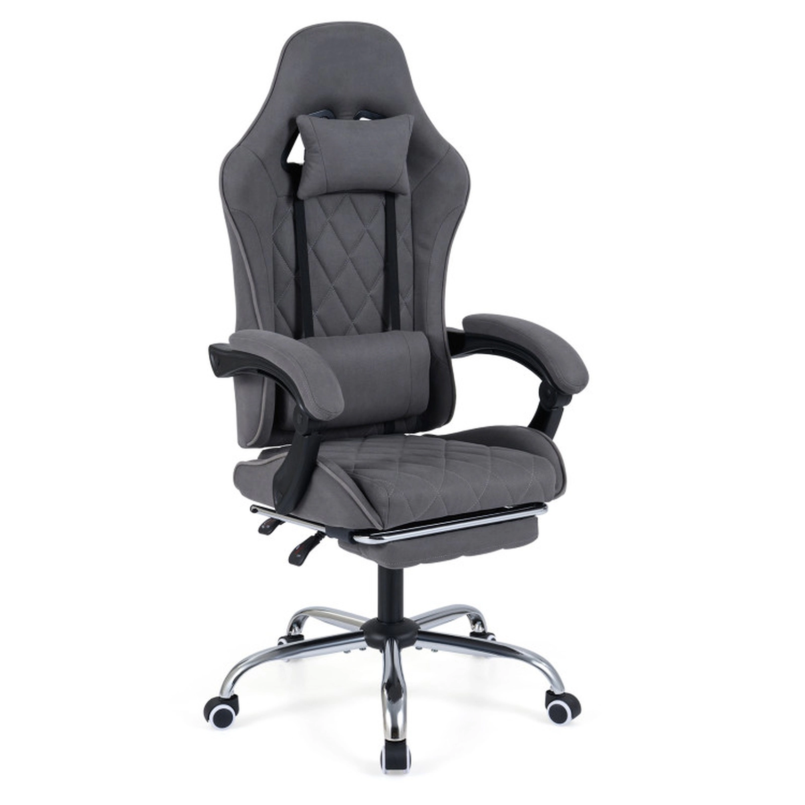 SUGIFT Grey Ergonomic Gaming Chair, 33-in High Back, Footrest