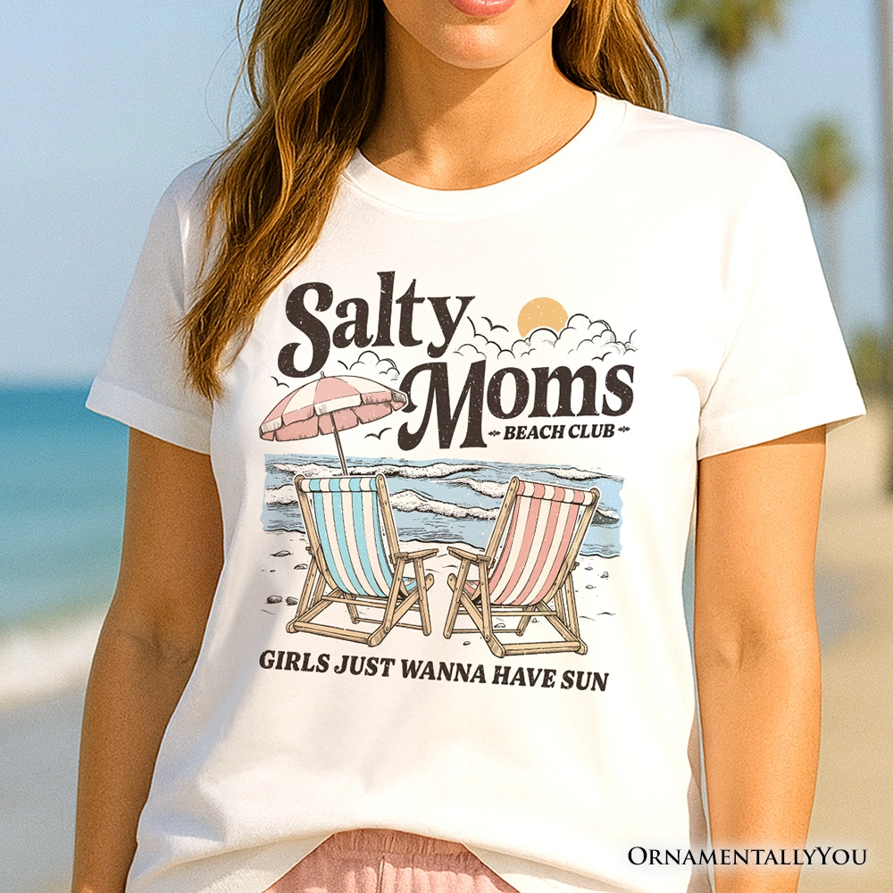 OrnamentallyYou Womens Salty Moms Beach Club T-Shirt