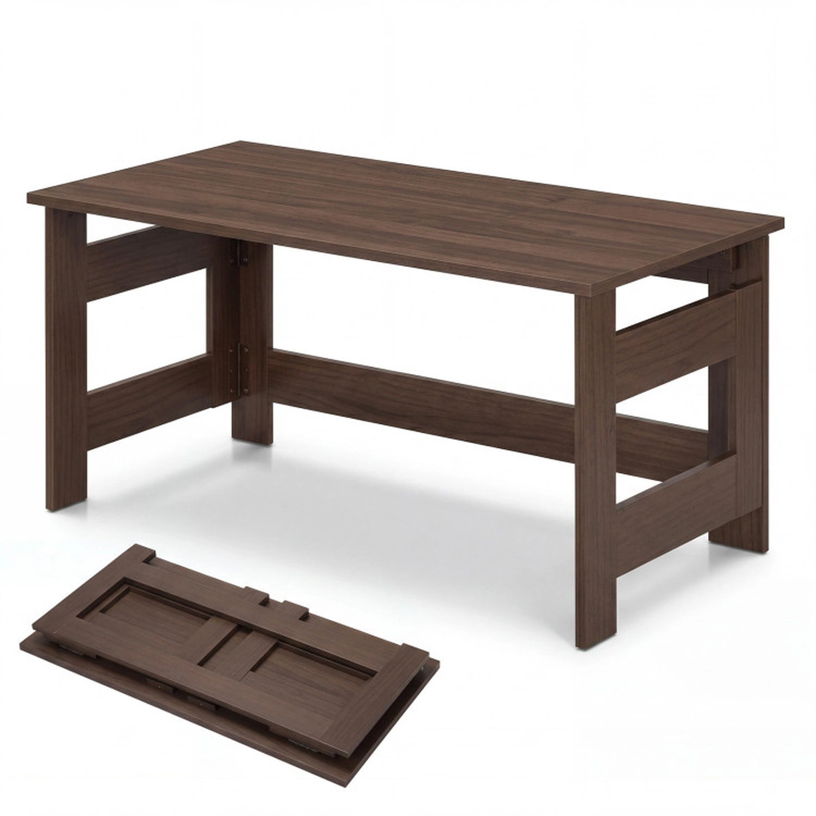 SUGIFT 31.5-in 14-in Tall Portable Low Floor Coffee Table with Foldable Legs and 1.7-in Folded Thickness