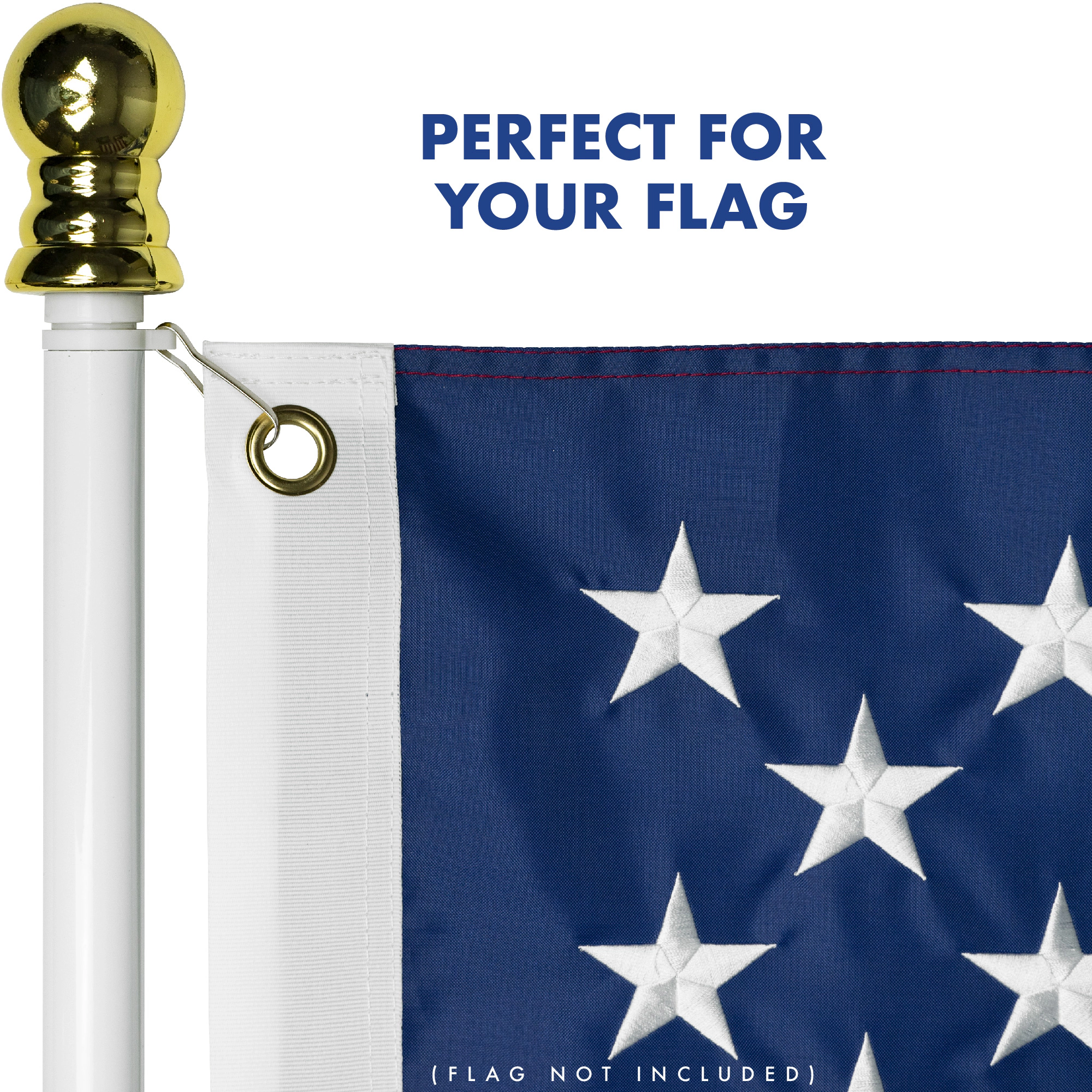 G128 5 Ft Tangle-Free Aluminum Spinning Flagpole White