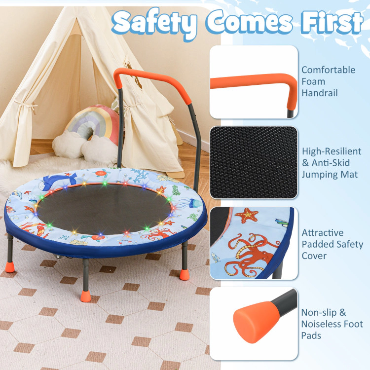 Hivvago Mini Trampoline Folding Small Rebounder For Kids With Lights