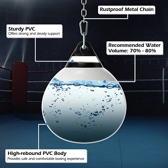 SUGIFT Adult Water Punching Bag with 39-in Hanging Chain 18-in Dia 23-in H White