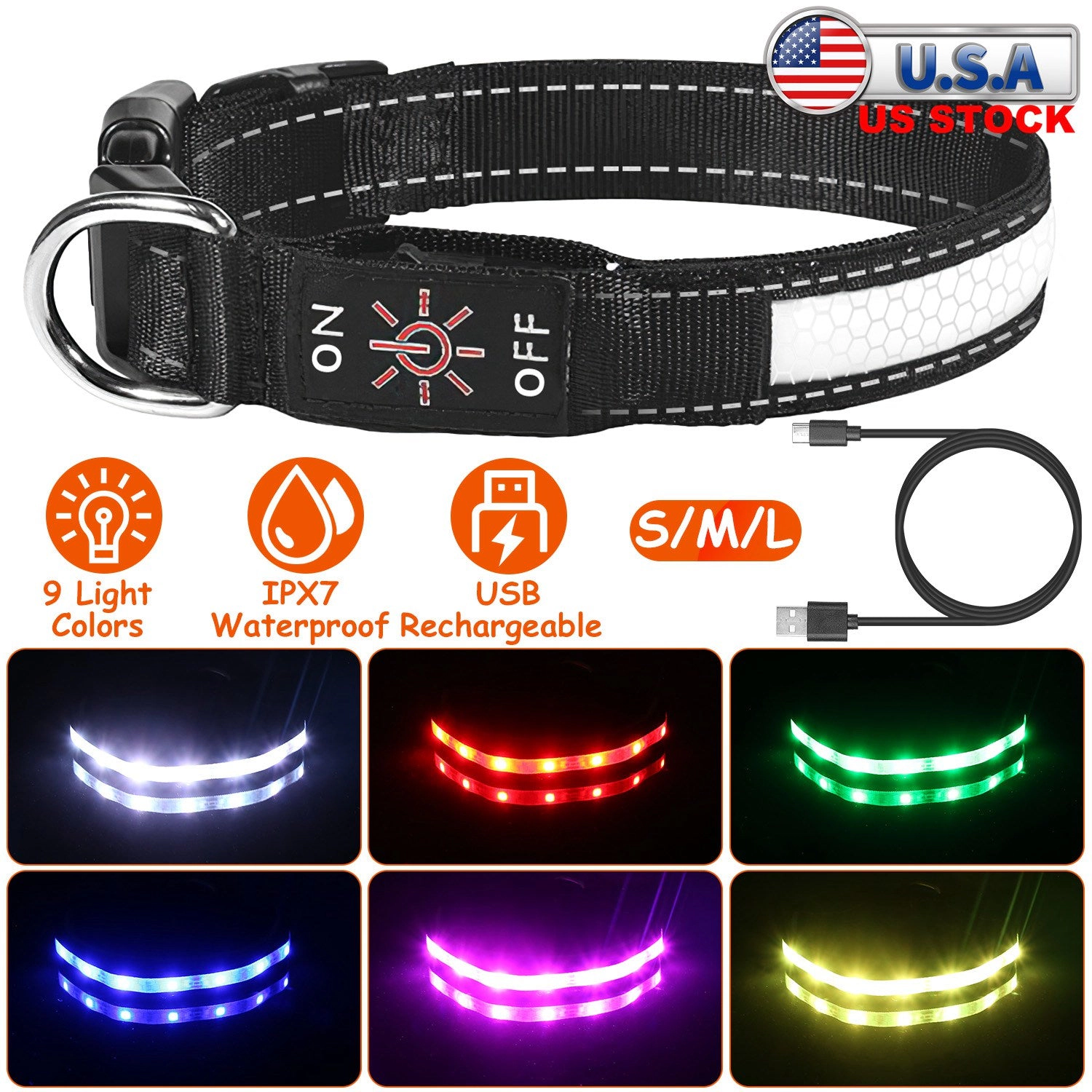 GBruno LED Rechargeable Dog Collar