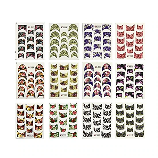 Wrapables 44 Sheets Flowers French Tip Nail Water Slide Nail Art Nail ...