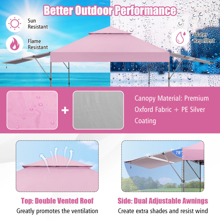 Hivvago 10 x 17.6 Feet Outdoor Instant Pop-up Canopy Tent with Dual Half Awnings