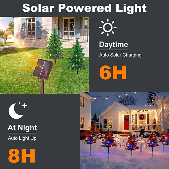 GBruno 2-Pack Solar Christmas Tree Pathway Lights