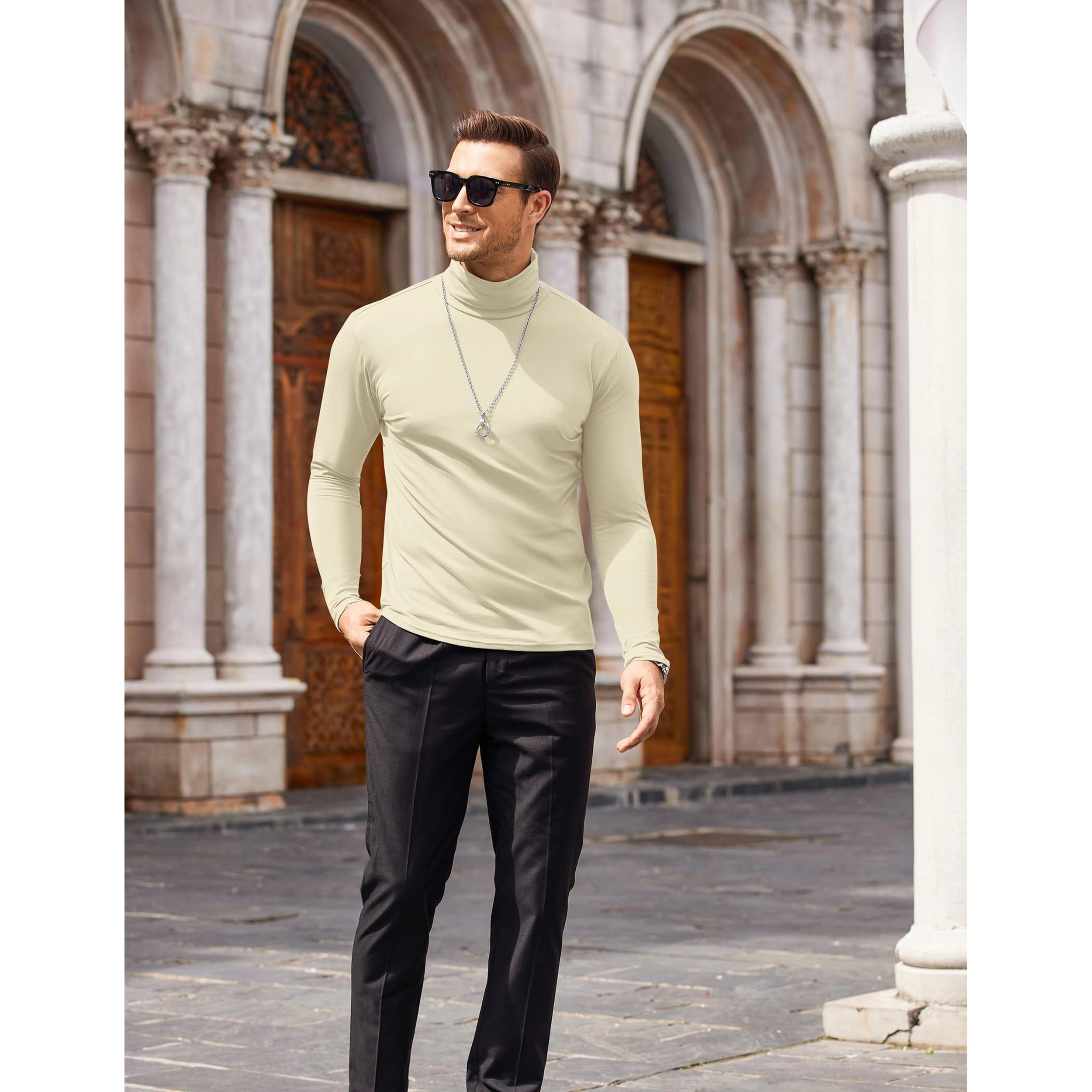 COOFANDY Men's Slim Fit Long Sleeve Turtleneck Shirt