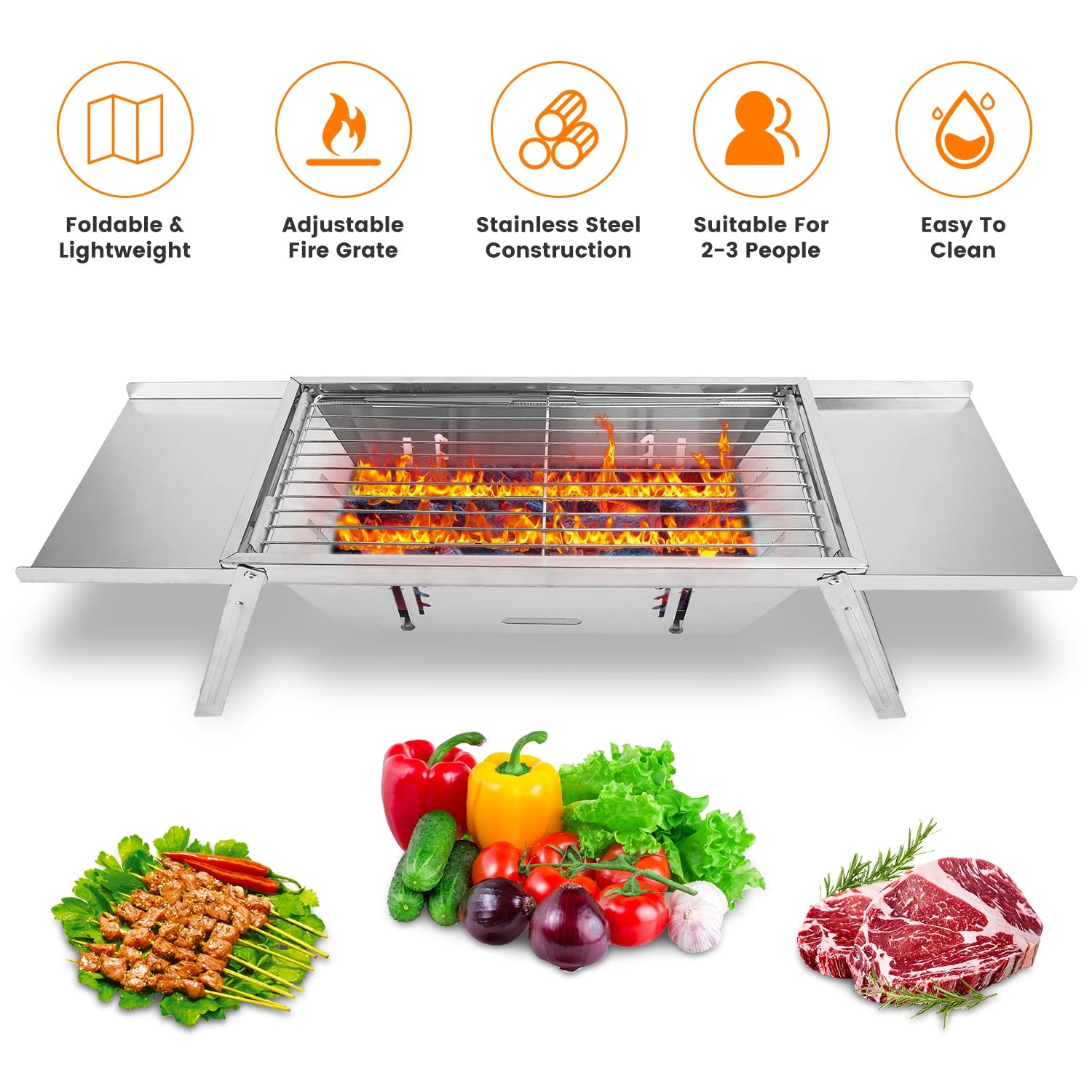 GBruno 3-in-1 Foldable Charcoal Grill Fire Pit