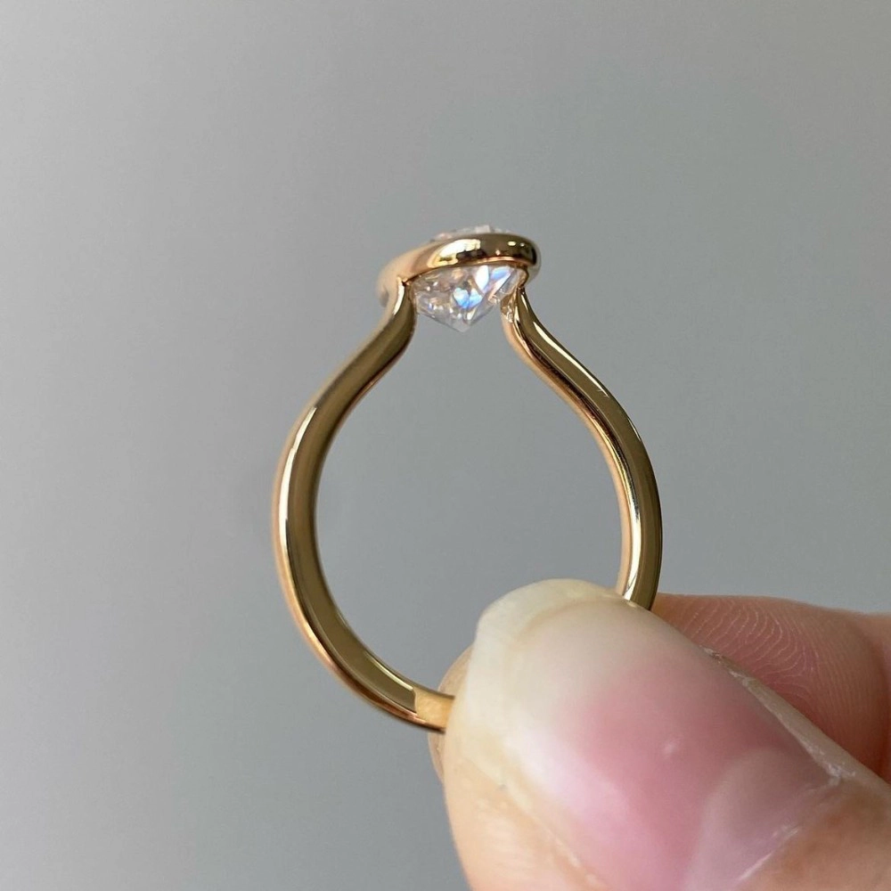 Wardrobe Whimsy Oval Cut Bezel Set Cubic Zirconia Solitaire Engagement Ring for Women