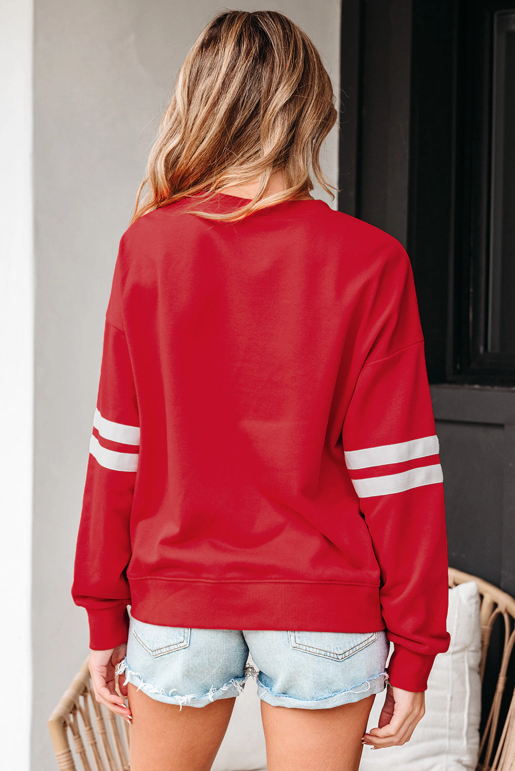 Threaded Pear Women's Lennon Varsity Striped Oversized Sweatshirt