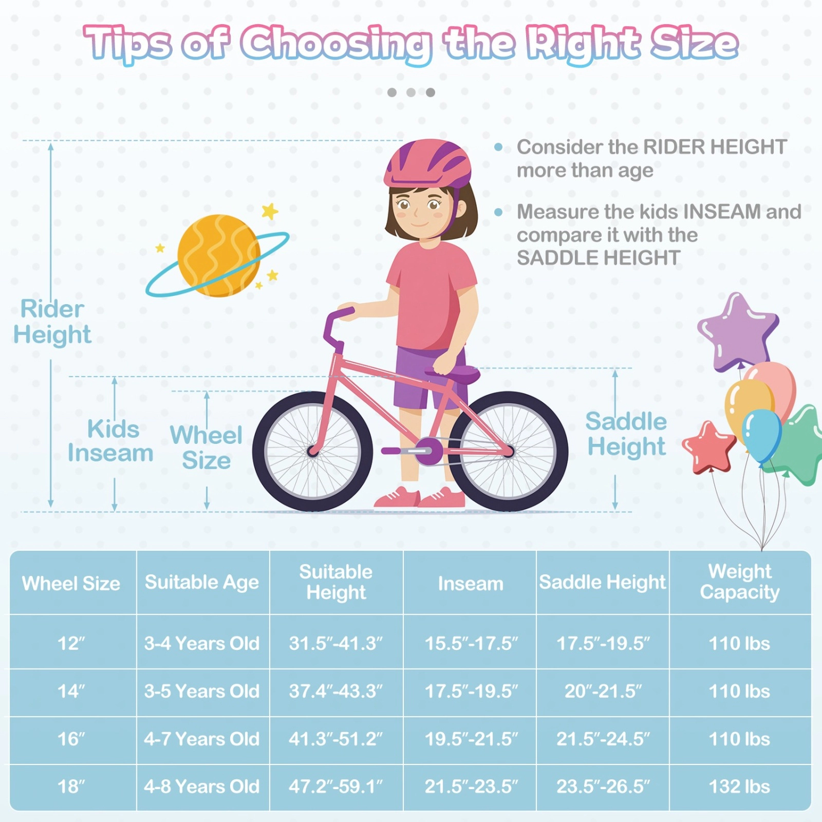 SUGIFT Adjustable 16-in Kids Bike with Basket and Streamers 110-lb Seat Capacity Ages 4-7 Blue Princess of the Sea Theme