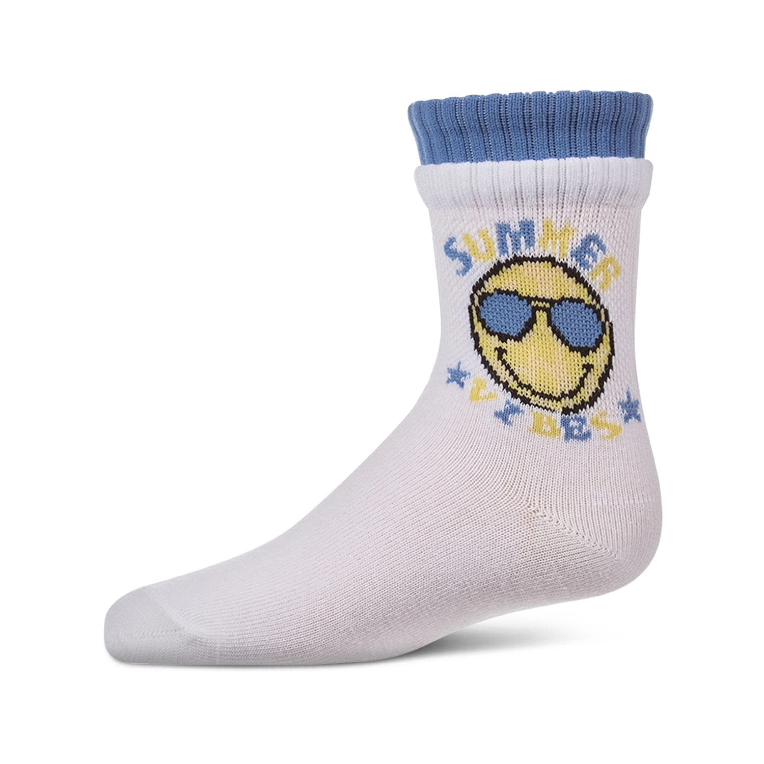 MeMoi Girls "Summer Vibes" Cotton Blend Double-Layer-Look Crew Sock