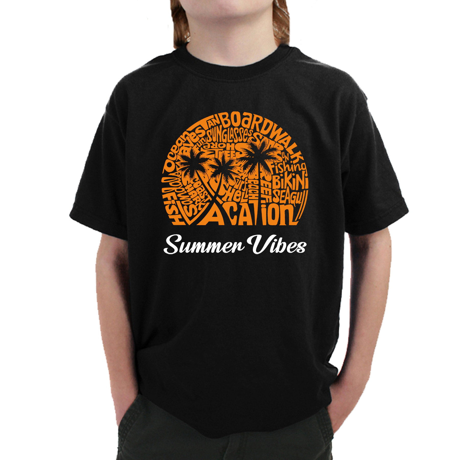 LA Pop Art Boy's Word T-Shirt - Summer Vibes