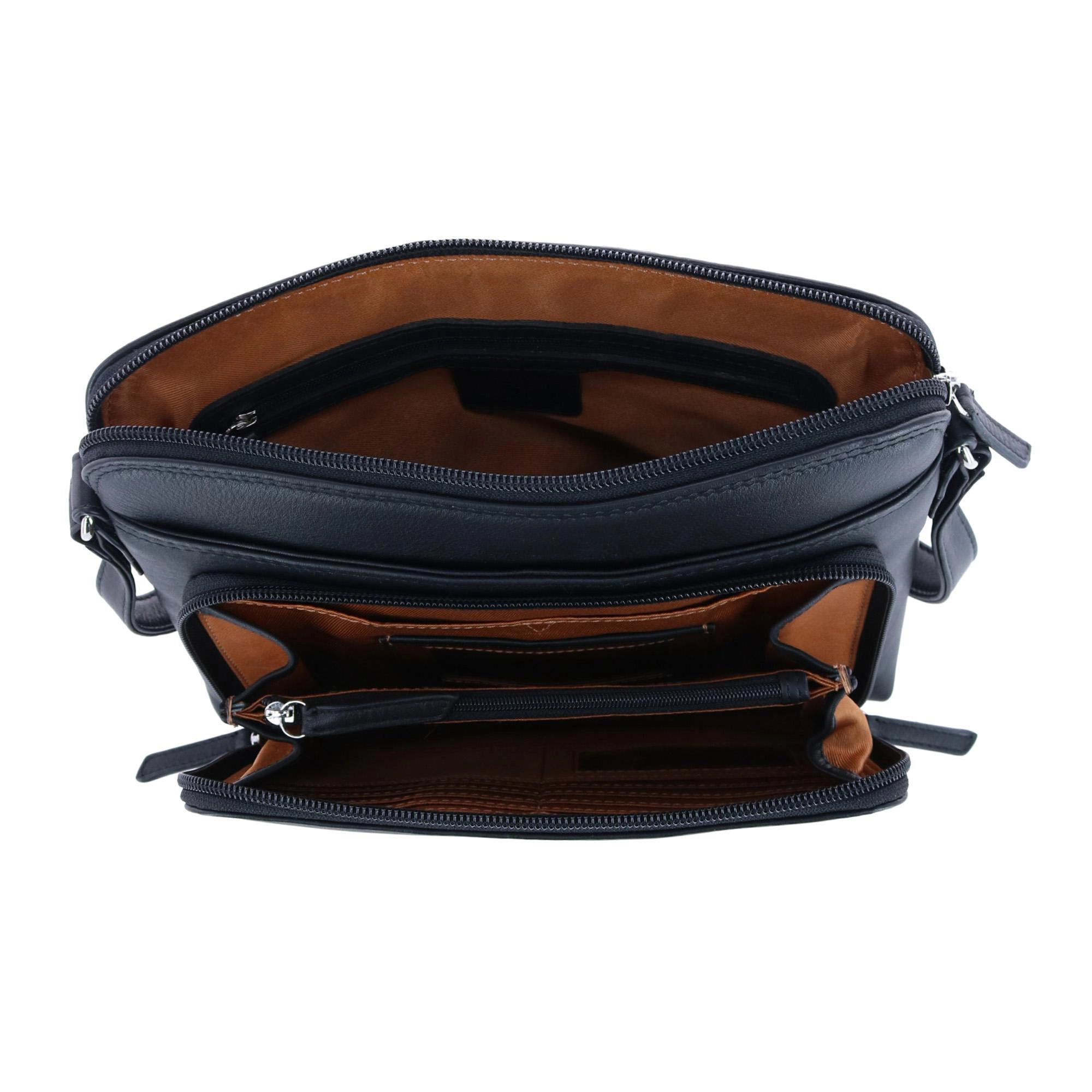 CTM Women's Leather Shoulder Bag Purse with Side Organizer