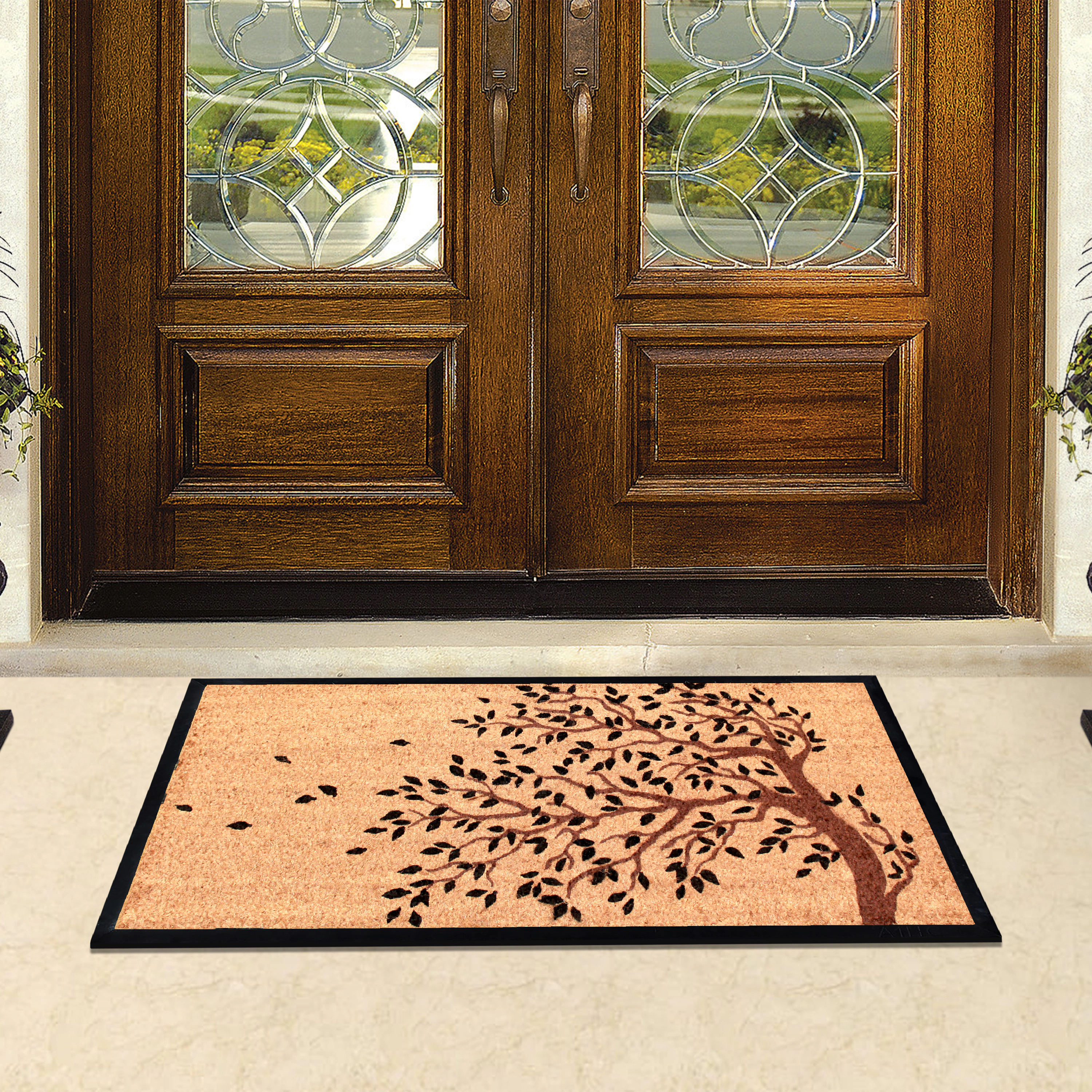 A1HC Door Mat 24x48 Inches Heavy Duty Non-Slip Durable Shedding Tree Bronze
