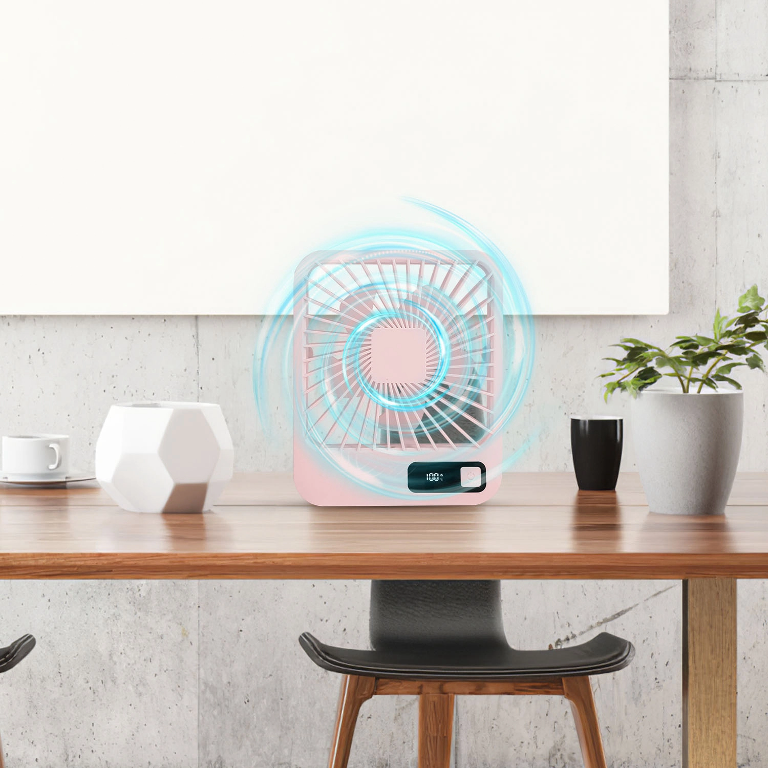 GBruno Rechargeable Desktop Cooling Fan With LCD Display