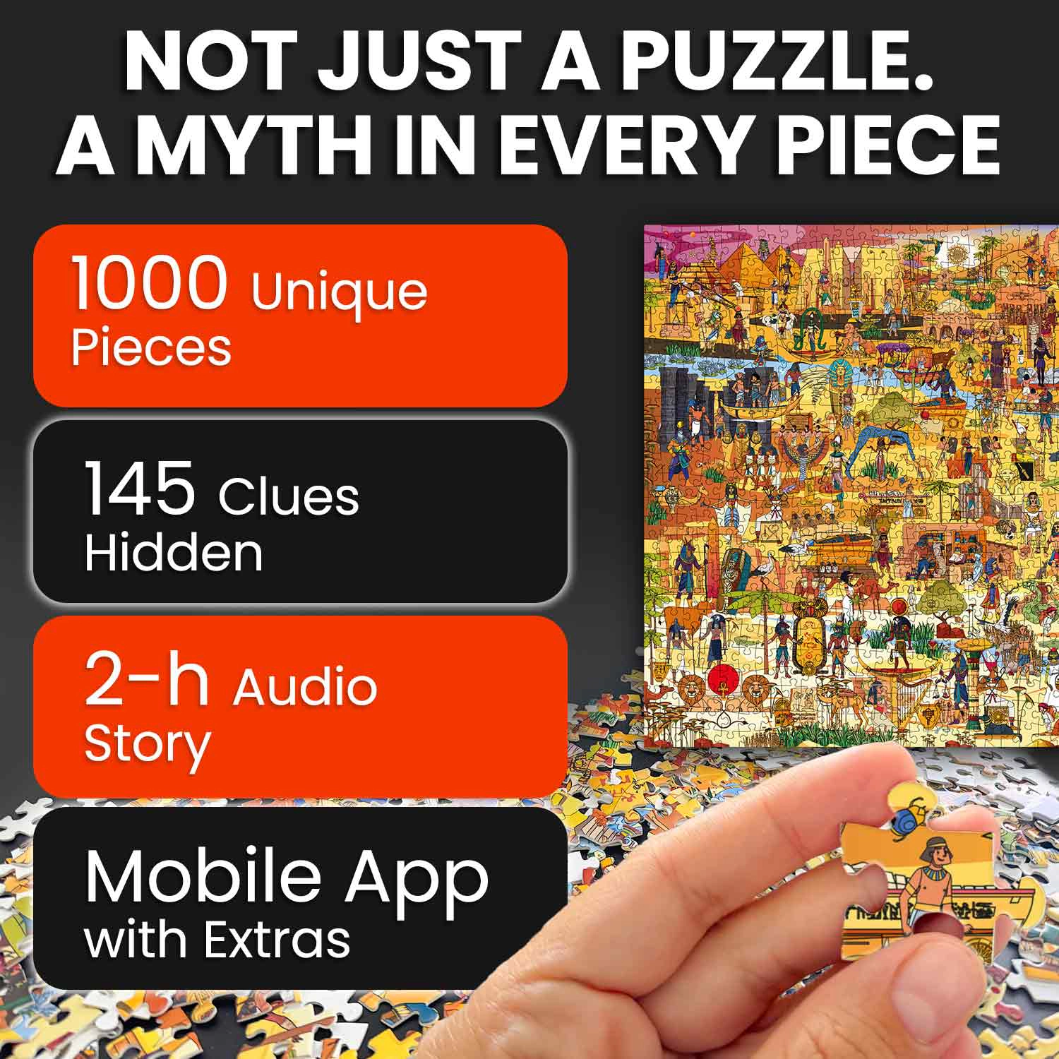 QUOKKA 1000-Piece Jigsaw Puzzles for Adults – Egyptian Gods, Greek Gods and Norse Premium Box, Extra Fun Challenges
