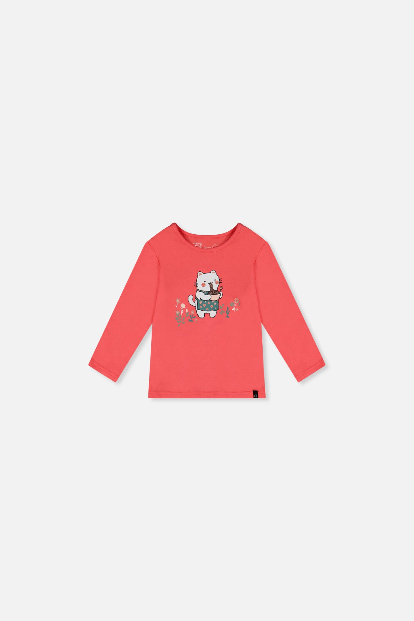 Deux par Girls Cat & Floral Graphic Organic Cotton Long Sleeve T-Shirt