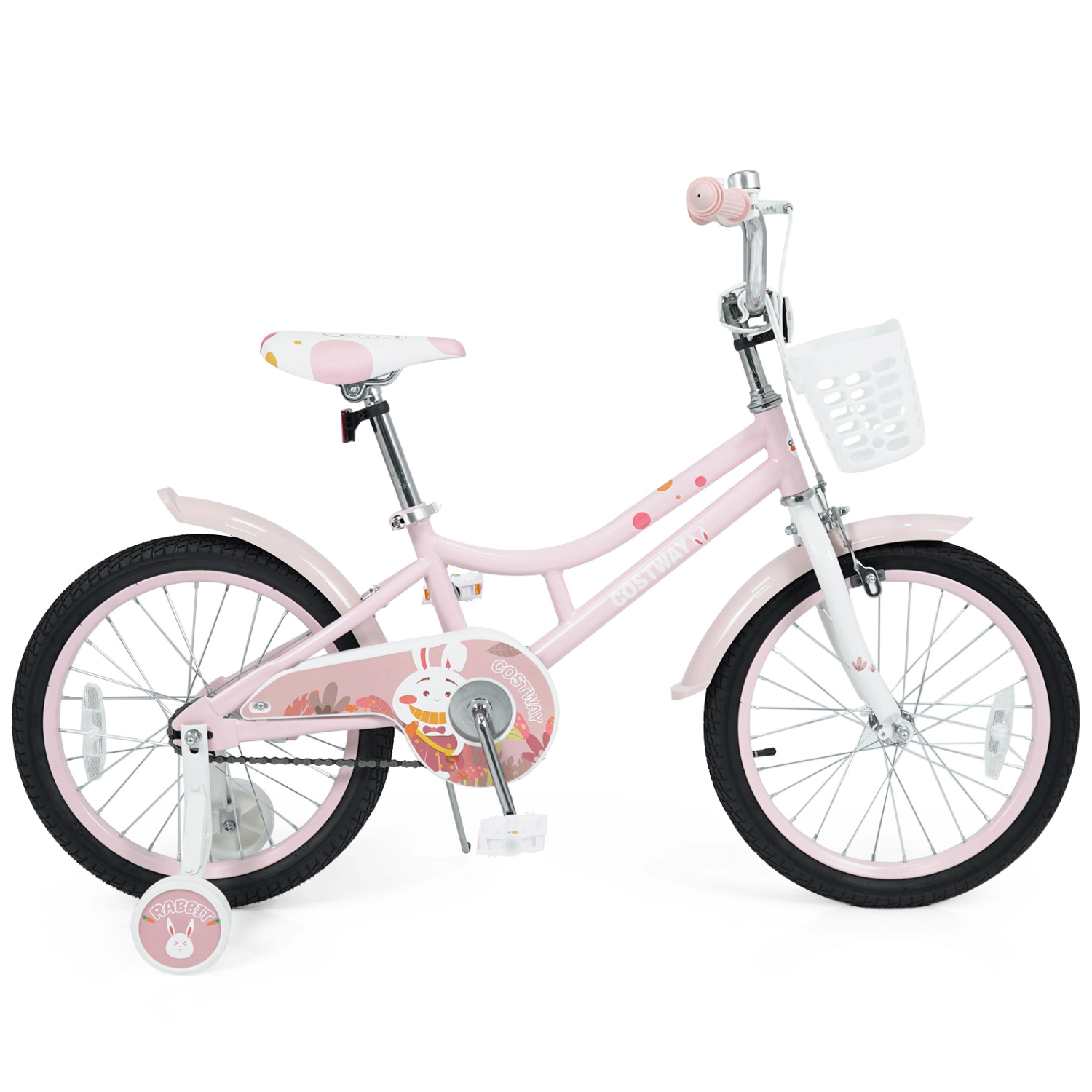 LJG 18 Inch Girl Bike with Basket Detachable Training Wheels for 4-8 Years Old
