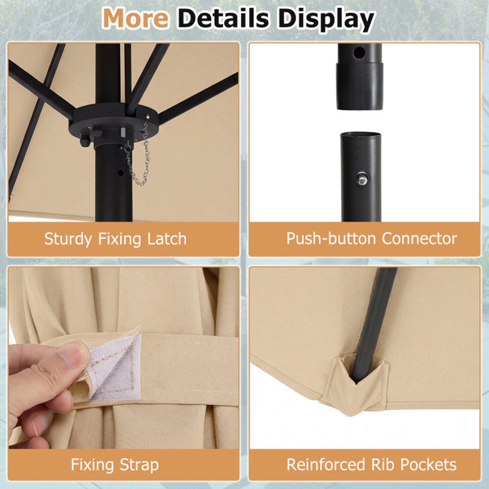 SUGIFT Push Button Tilt Crank Handle and 12 Ribs 10 x 5.3 FT Double-Sided Patio Umbrella