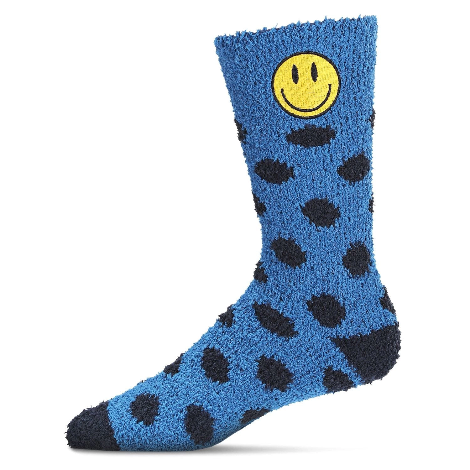 MeMoi Men's Polka Dot Smiley Face Embroidery Cozy Crew Socks