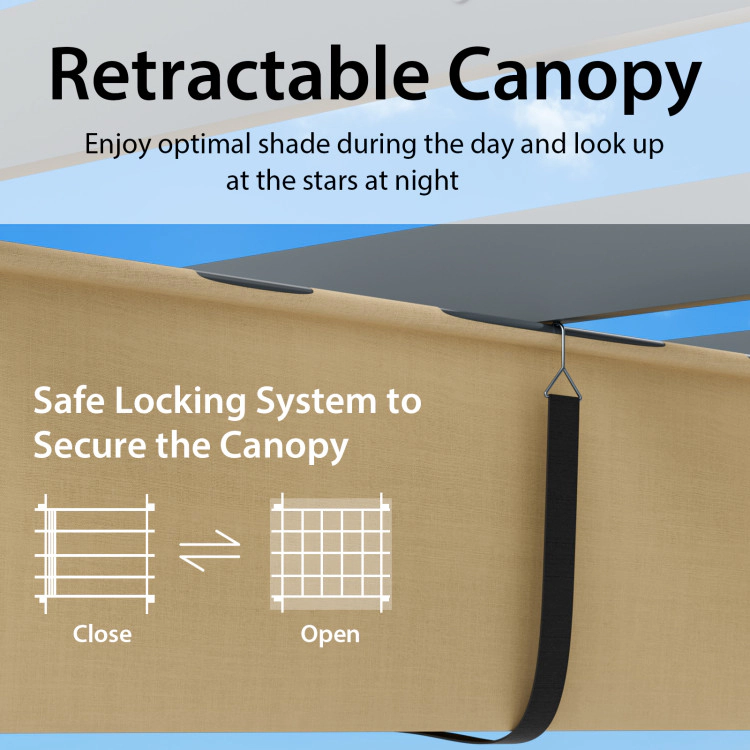 Hivvago 10 x 13 Feet Outdoor Aluminum Retractable Pergola Canopy Shelter