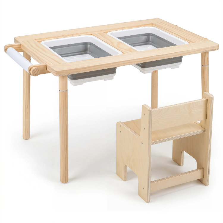 Hivvago Kids Sensory Table Set With Adjustable Height And 2 Storage Bins