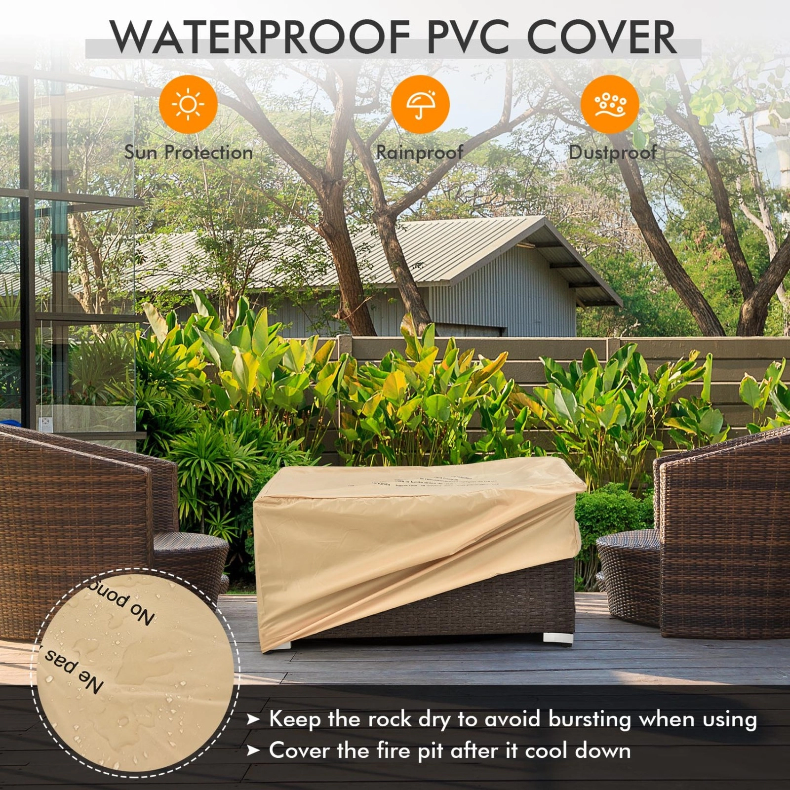 SUGIFT 6-Piece 40,000 BTU Propane Fire Pit Patio Set with 2 Loveseats, Tank Cover and Storage Box
