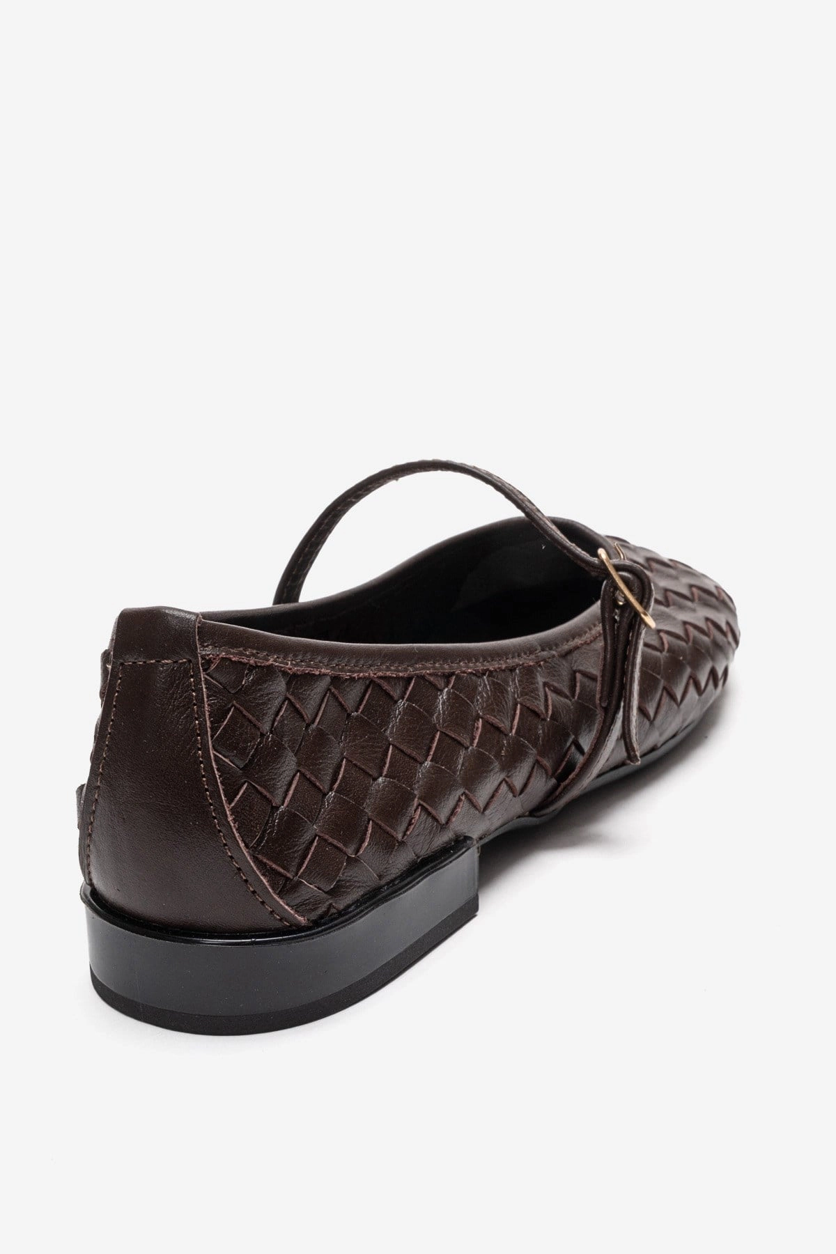Forever & Always Womens Yevora Leather Woven Strap Ballet Flat