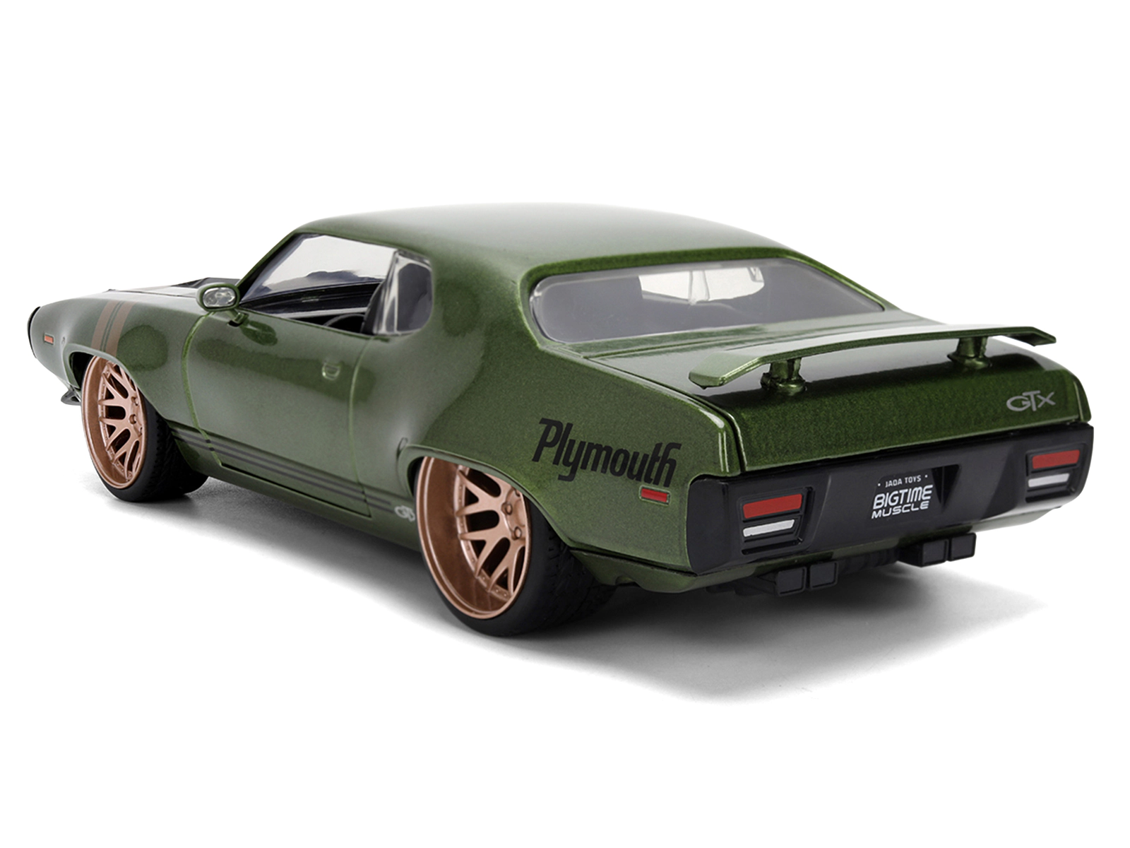 Jada 1972 Plymouth Gtx Green Metallic With Matt Black Hood And Gold Stripes "Bigtime Muscle" Series 1/24