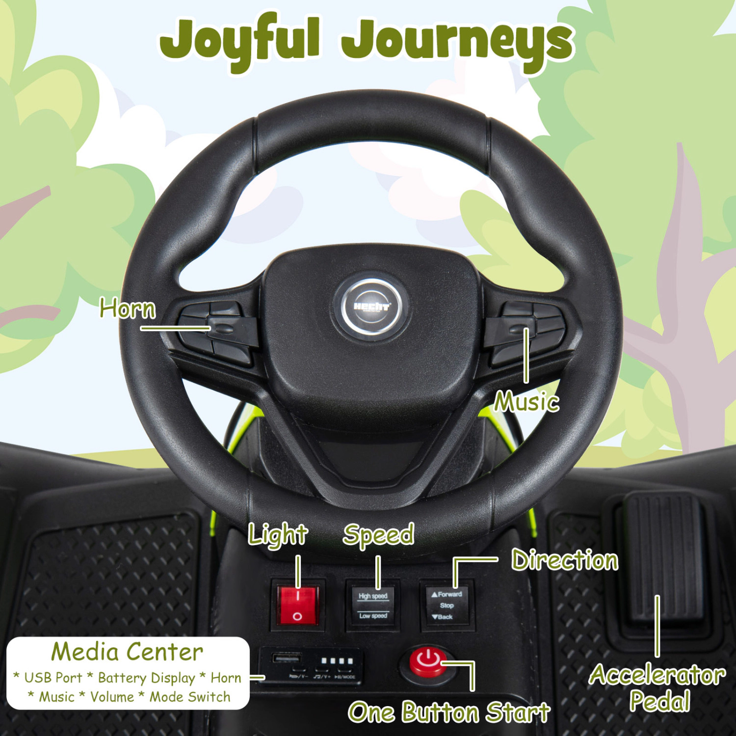 LJG 24V Ride on Tractor with Detachable Trailer and Music for Boys Girls