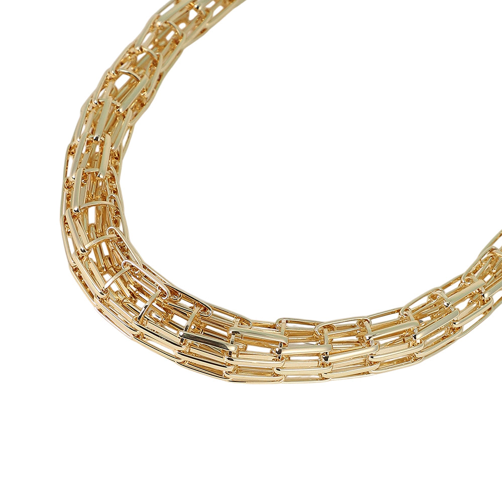 SOHI Women's The Braid Pin-Link Chain Necklace - California Gold