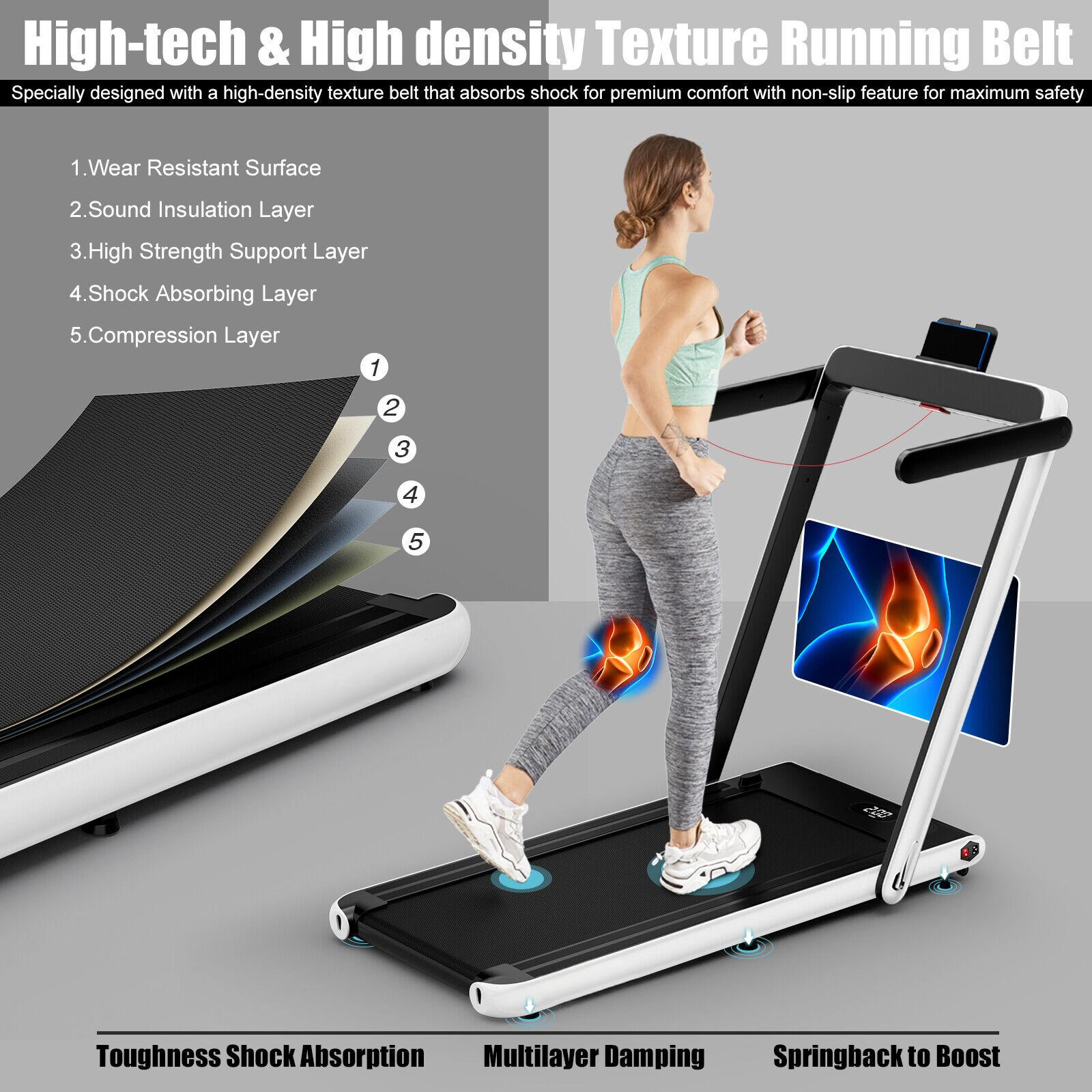 SUGIFT 2.25HP 2-in-1 Folding Treadmill with APP Speaker and Remote 265-lb Capacity Green