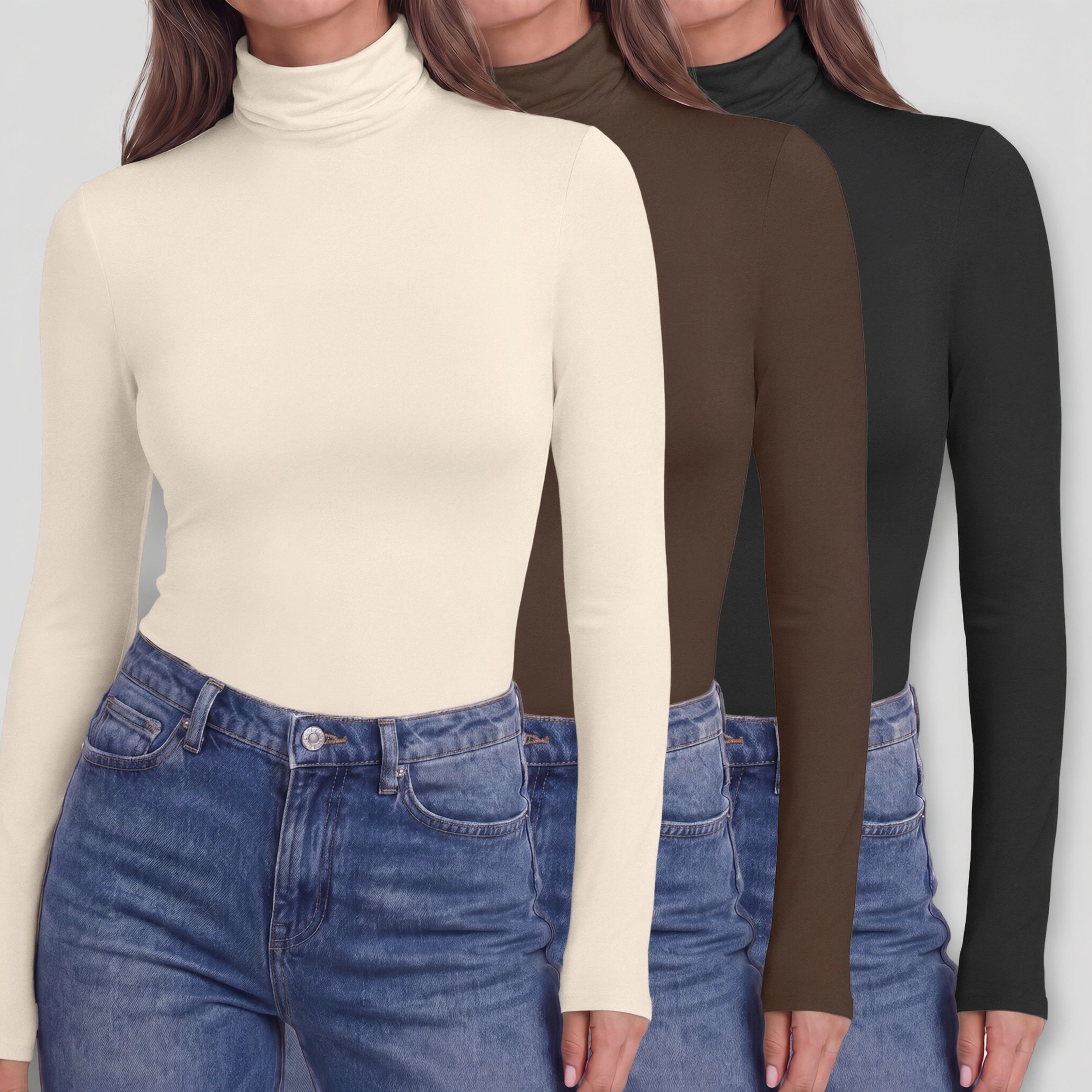 Ekouaer Women's Turtleneck Long Sleeve Slim Fit T-Shirt