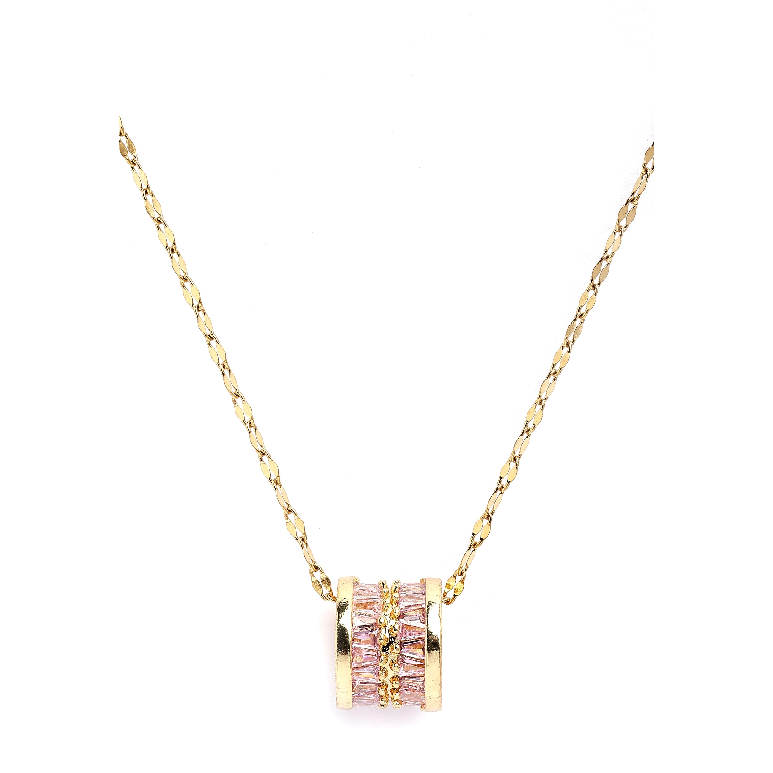 AGP PARIS Womens Diva Elegant Cylinder Inlaid Chain Pendant Necklace