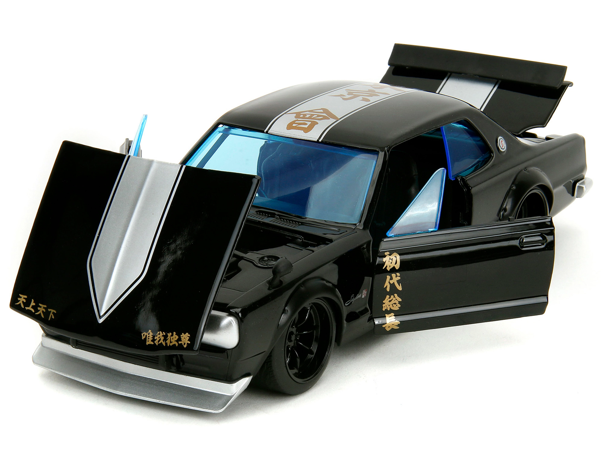 Jada 1971 Nissan Skyline GT-R RHD (Right Hand Drive) Black with Silver Stripe and Mikey Diecast Figure "Tokyo