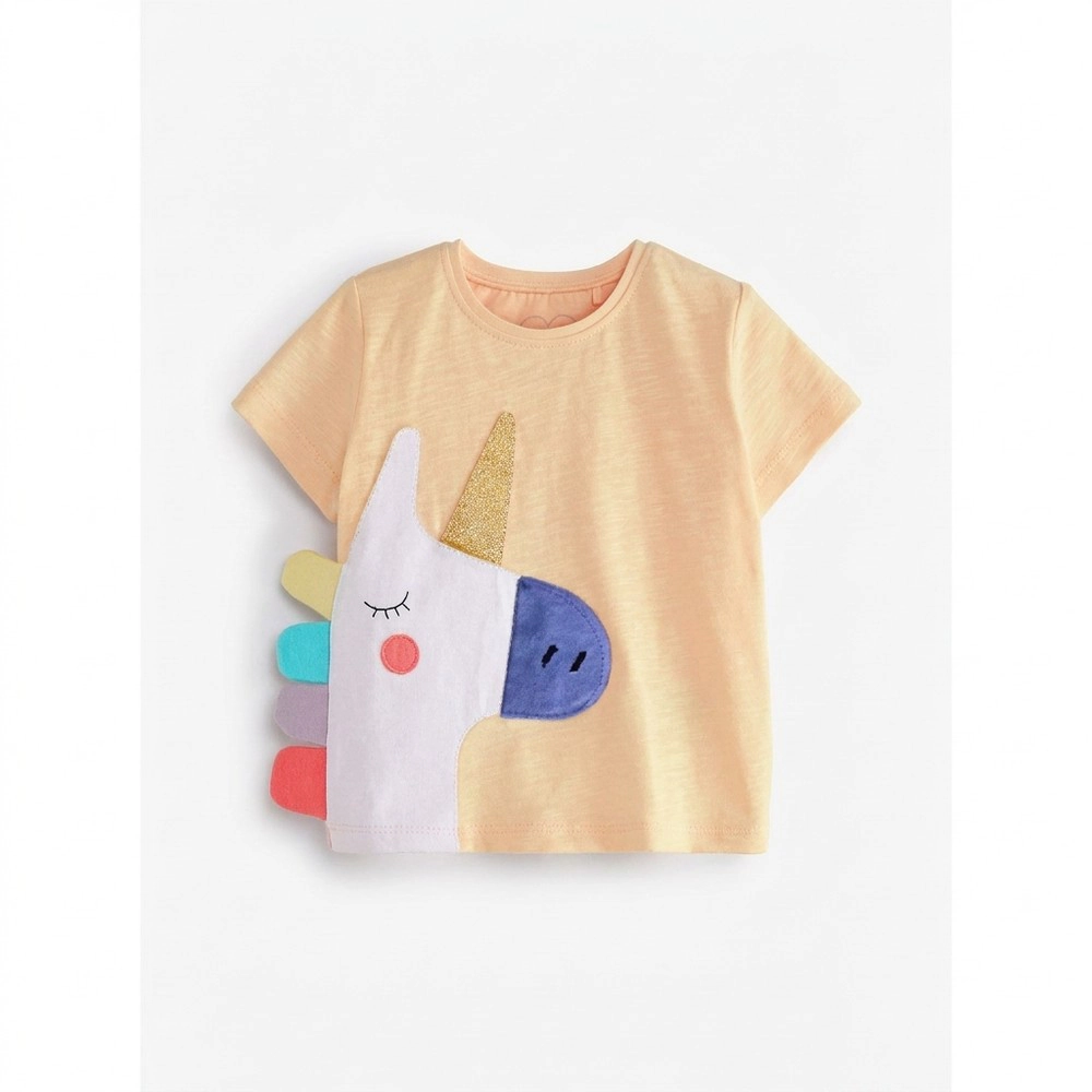 MyKids-USA Baby Animal Patch Short Sleeve Round Neck Tee