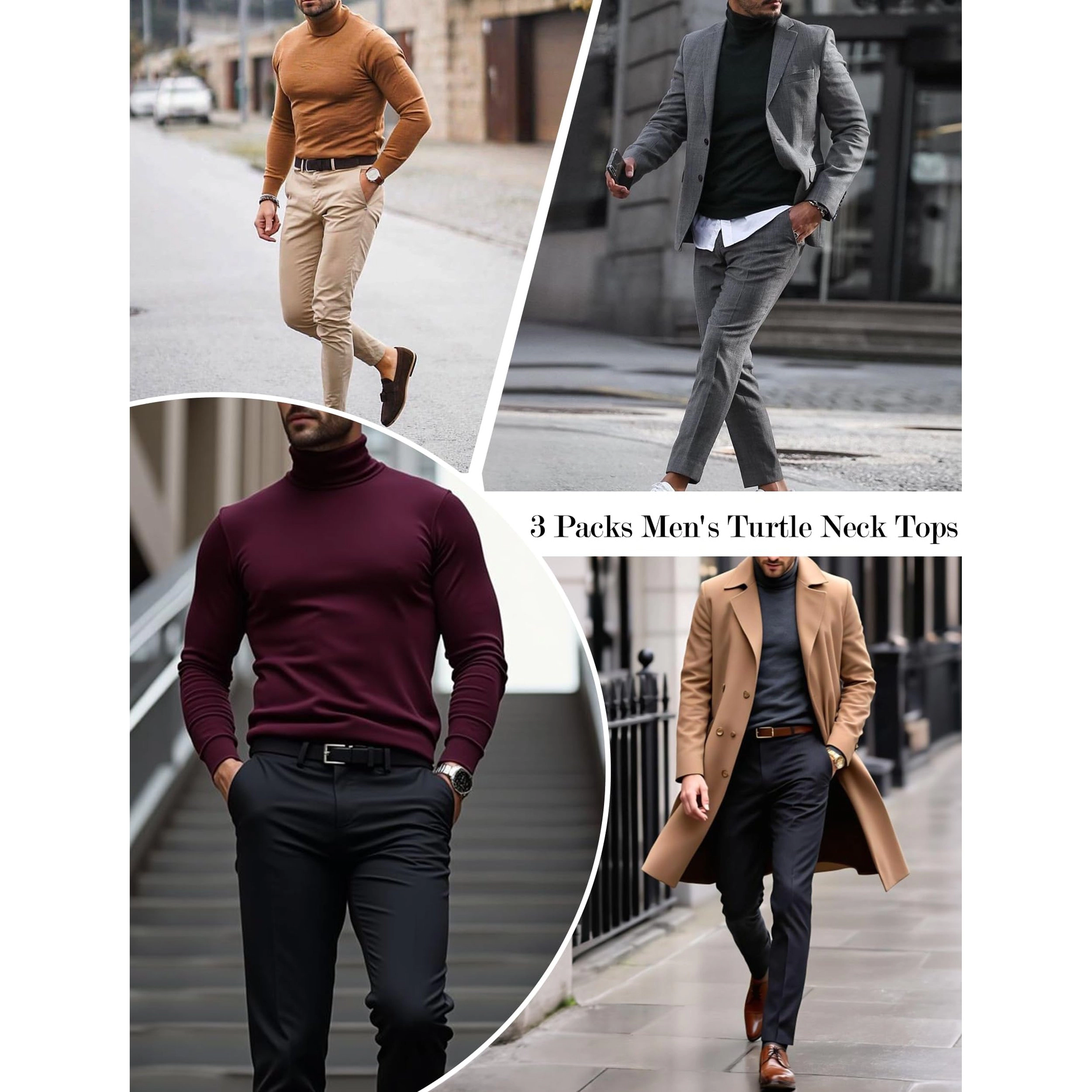 Ekouaer Men's Mock Neck Long Sleeve Slim Fit T-Shirt