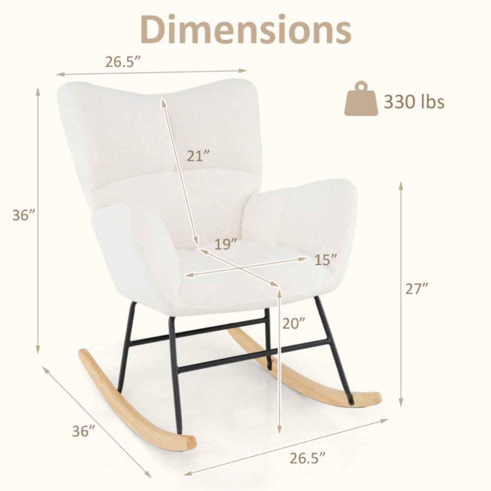 Hivvago Modern Upholstered Rocking Chair with Supportive Back and Armrests