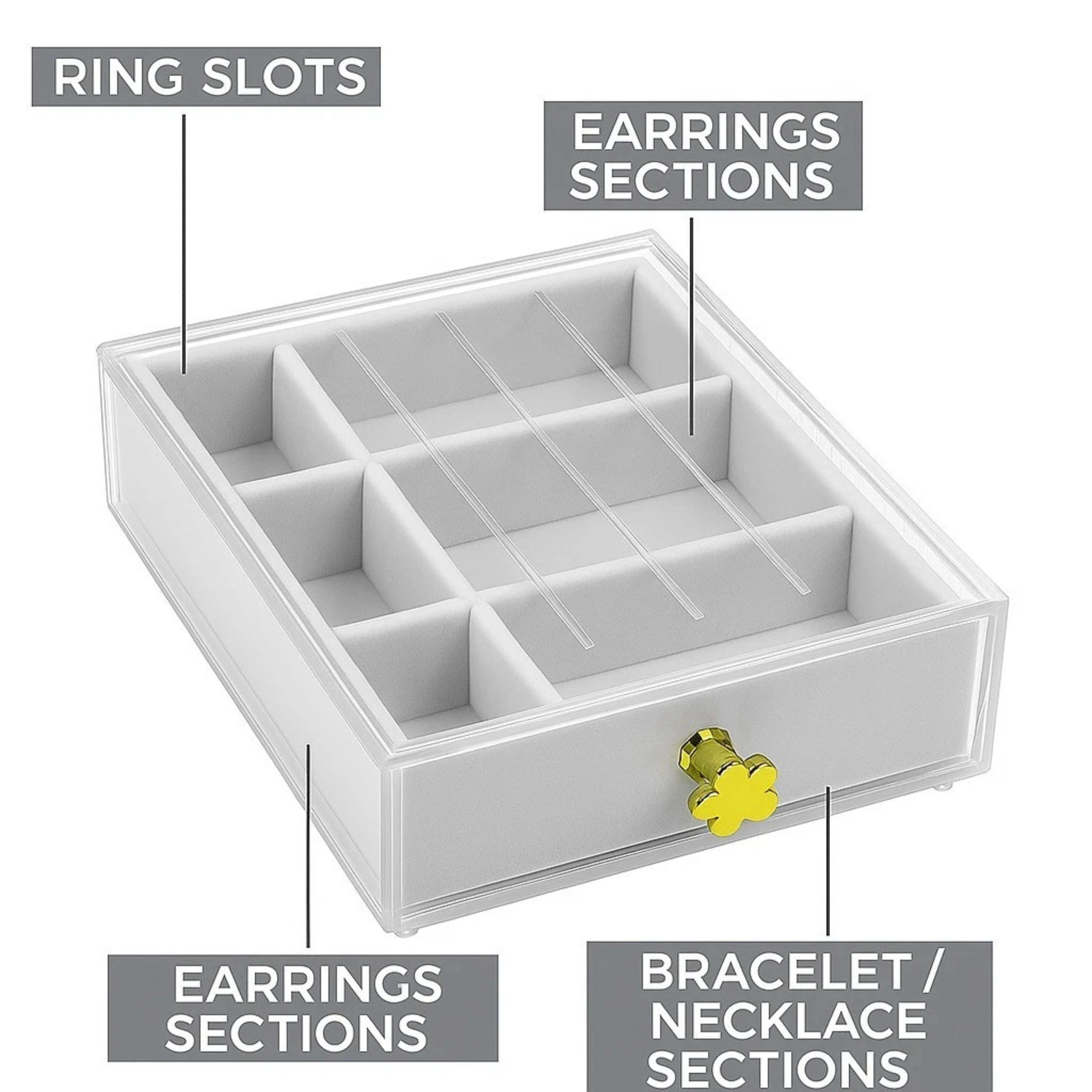 Home Collection Clear Acrylic Jewelry Organizer Box with Felt Drawer