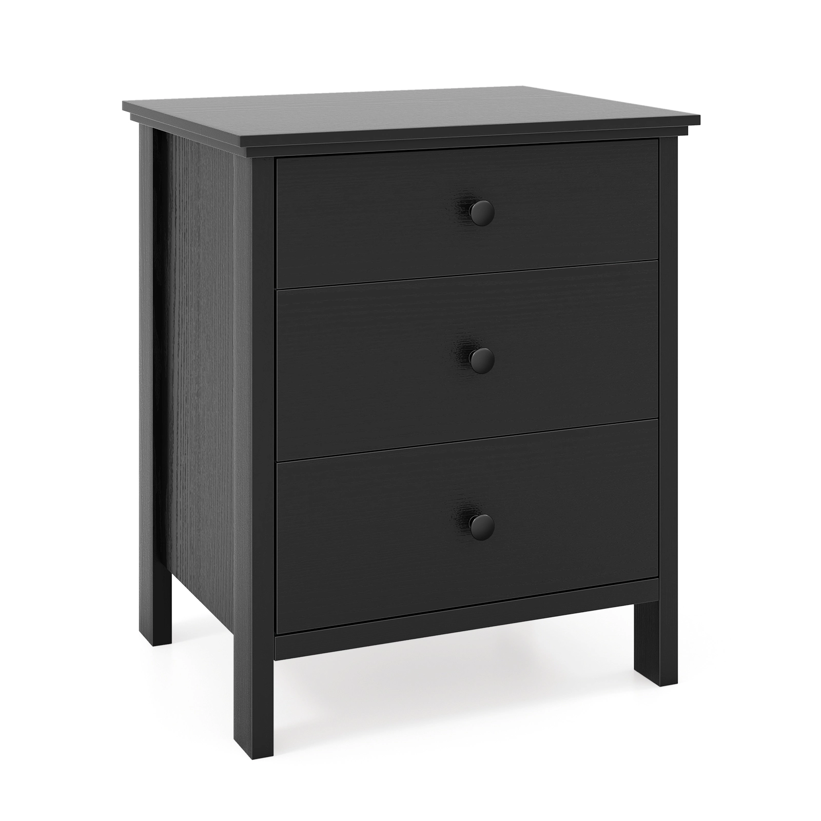 Hivvago Wooden Nightstand with Three Storage Drawers